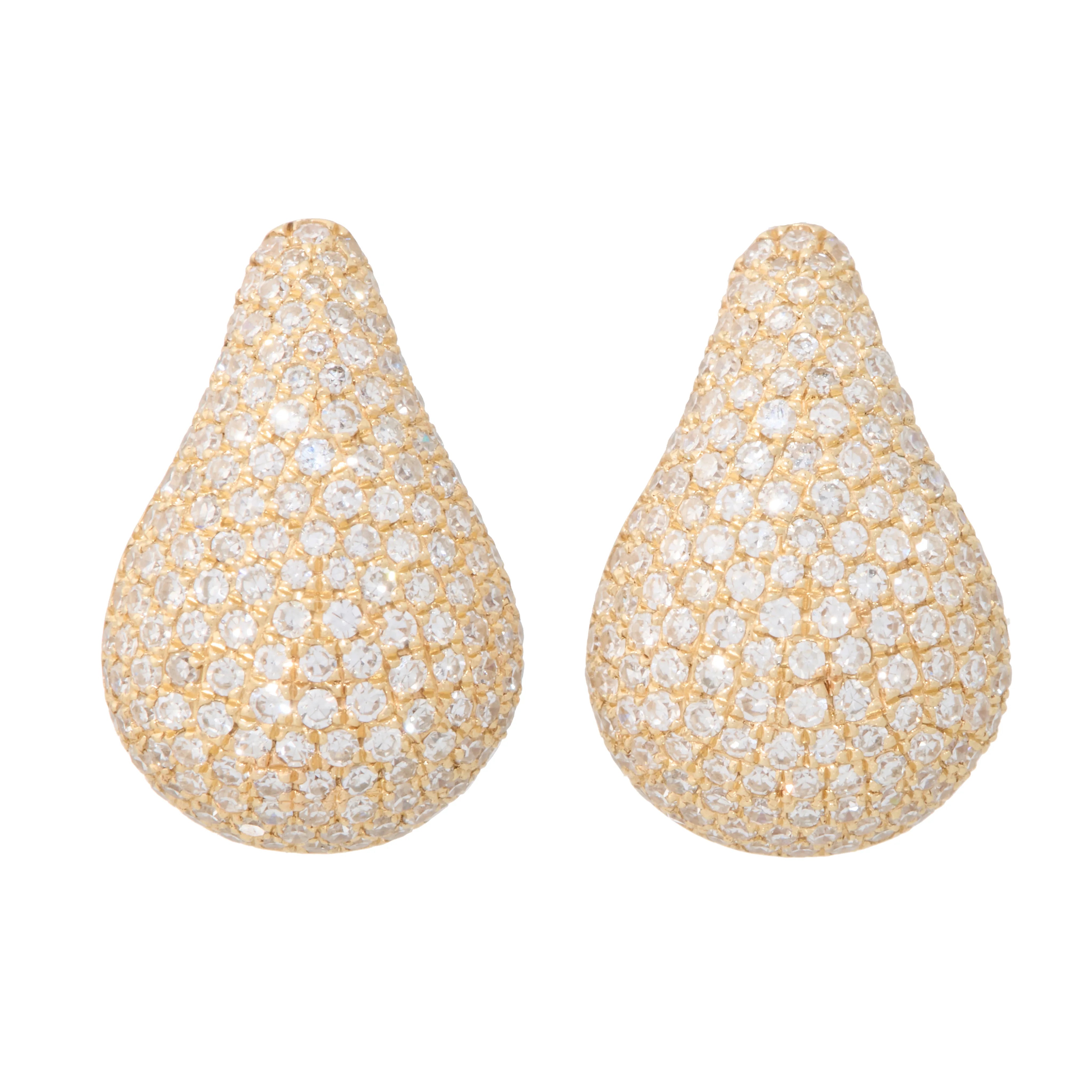 Petite Pave Diamond Teardrop Button Studs