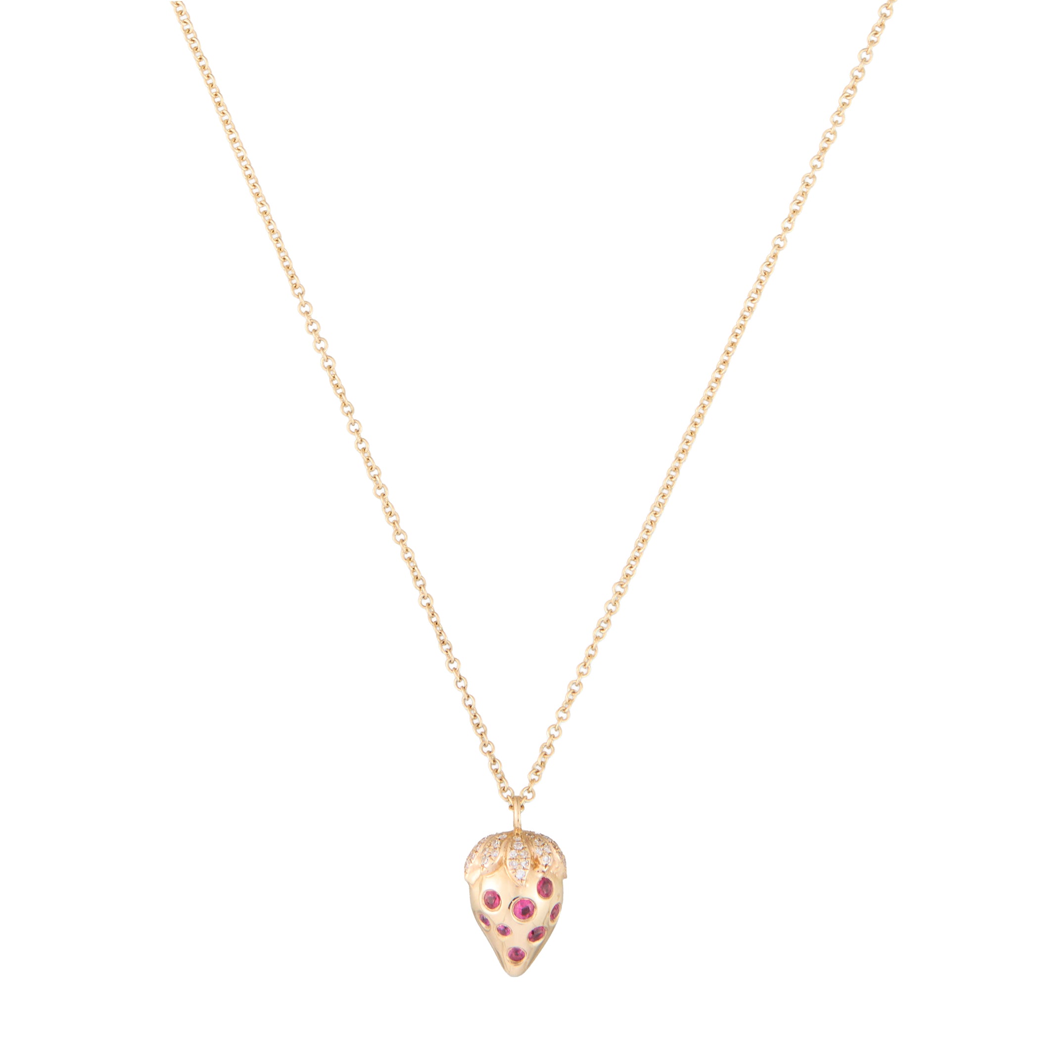 Ruby and Diamond Strawberry Necklace