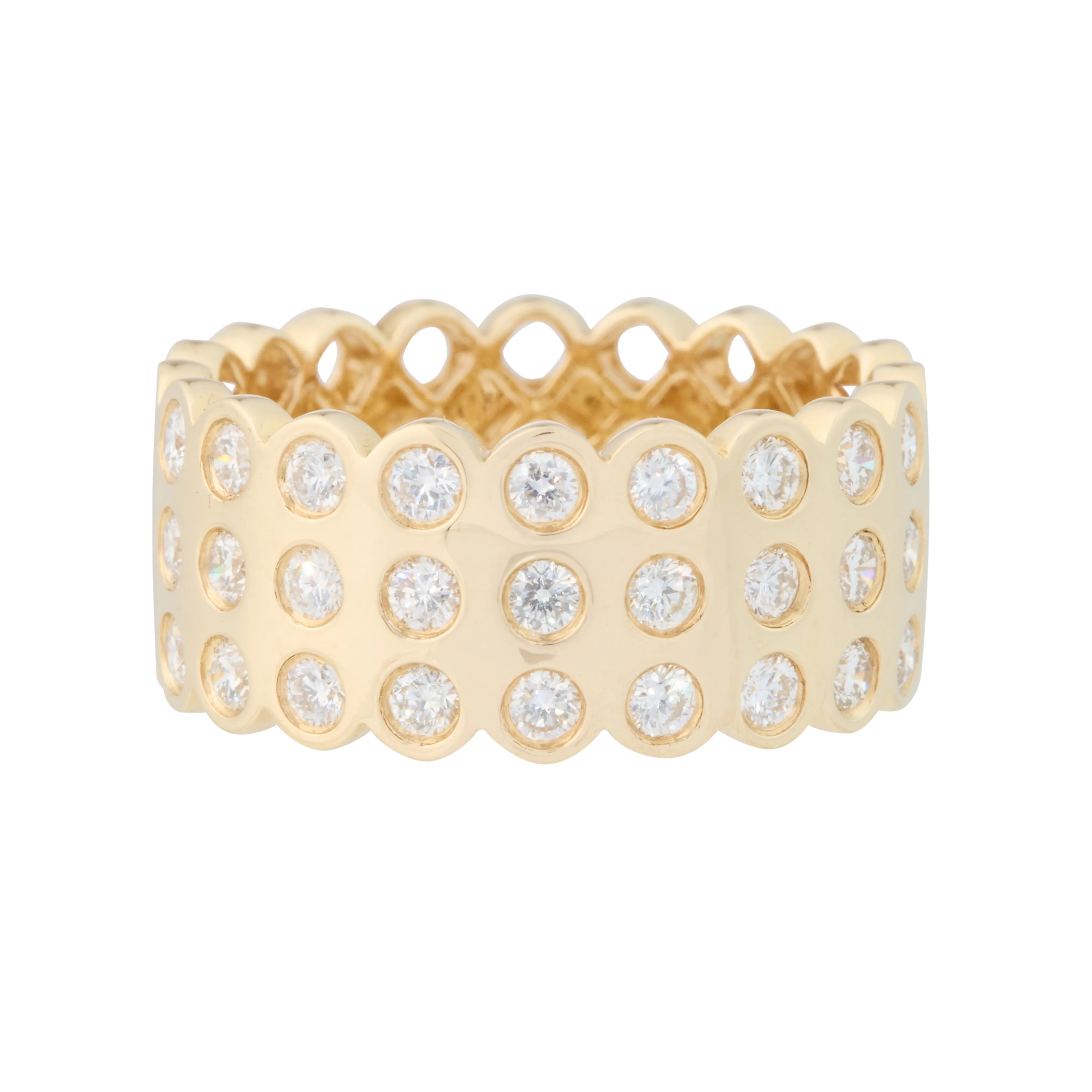 Scalloped Edge Cigar Band with Flush Set Diamonds