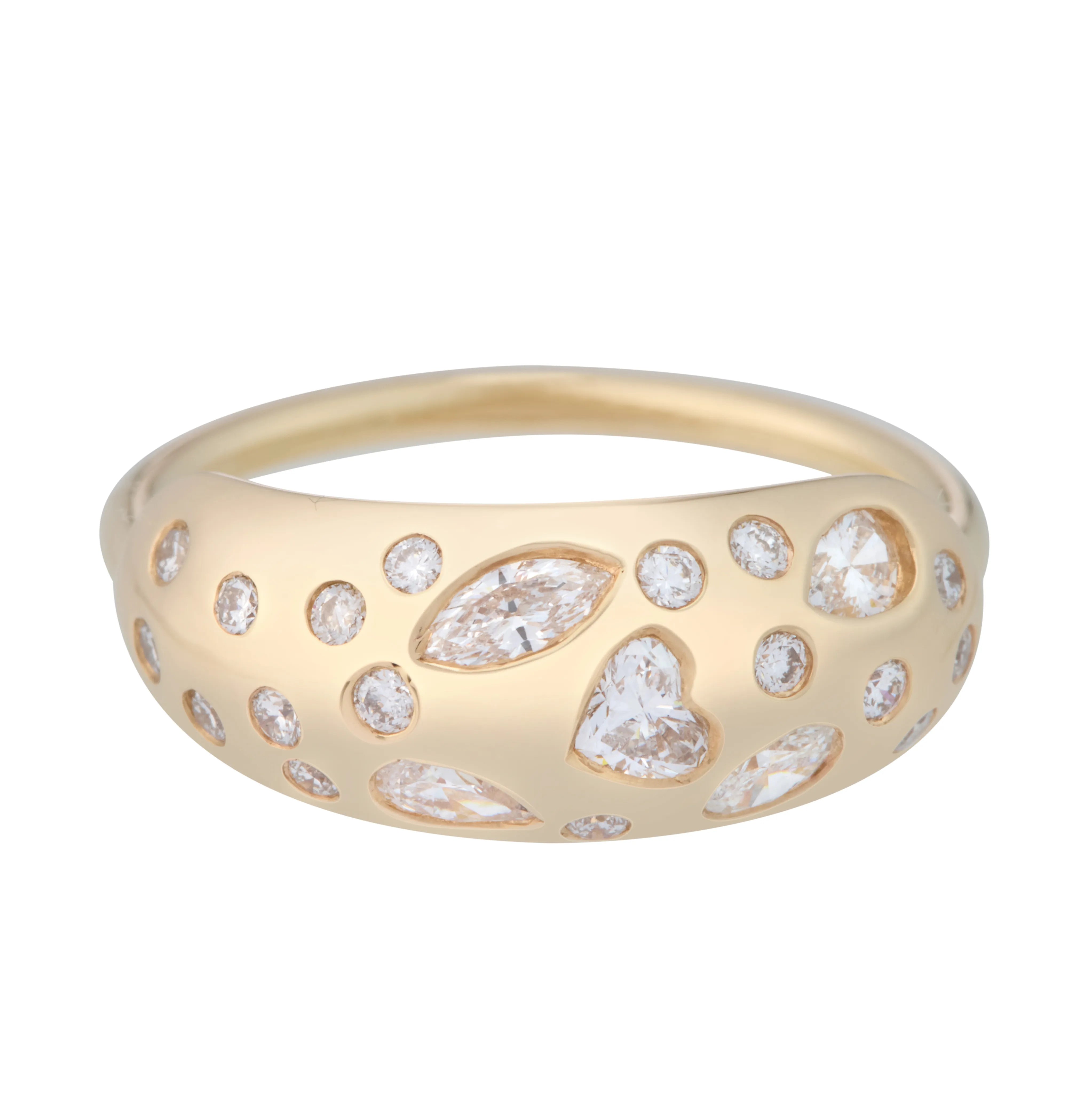 Shell Diamond Sprinkle Dome Ring with Rose Cut Diamonds
