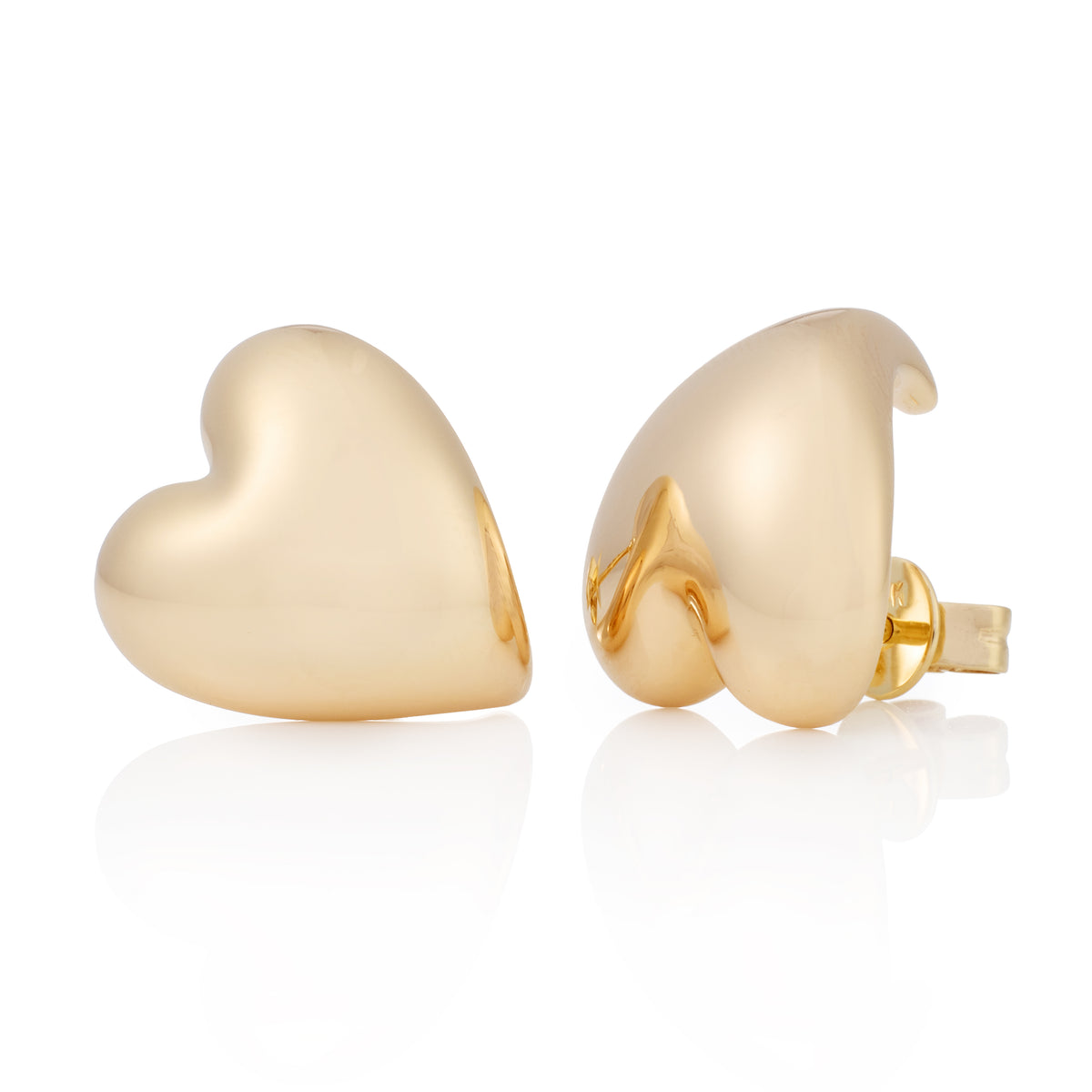 Solid Gold Heart Button Studs