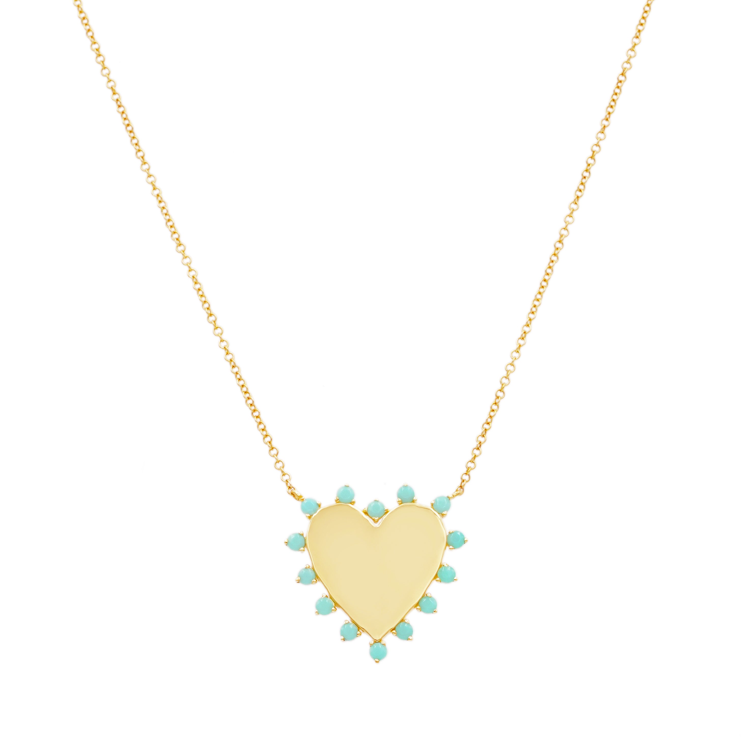 Solid Gold Heart Necklace with Diamonds