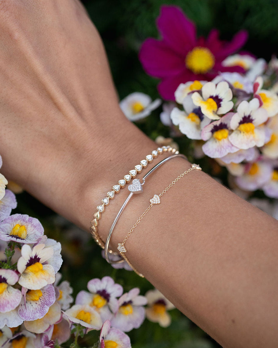 Multi Pave Heart Chain Bracelet