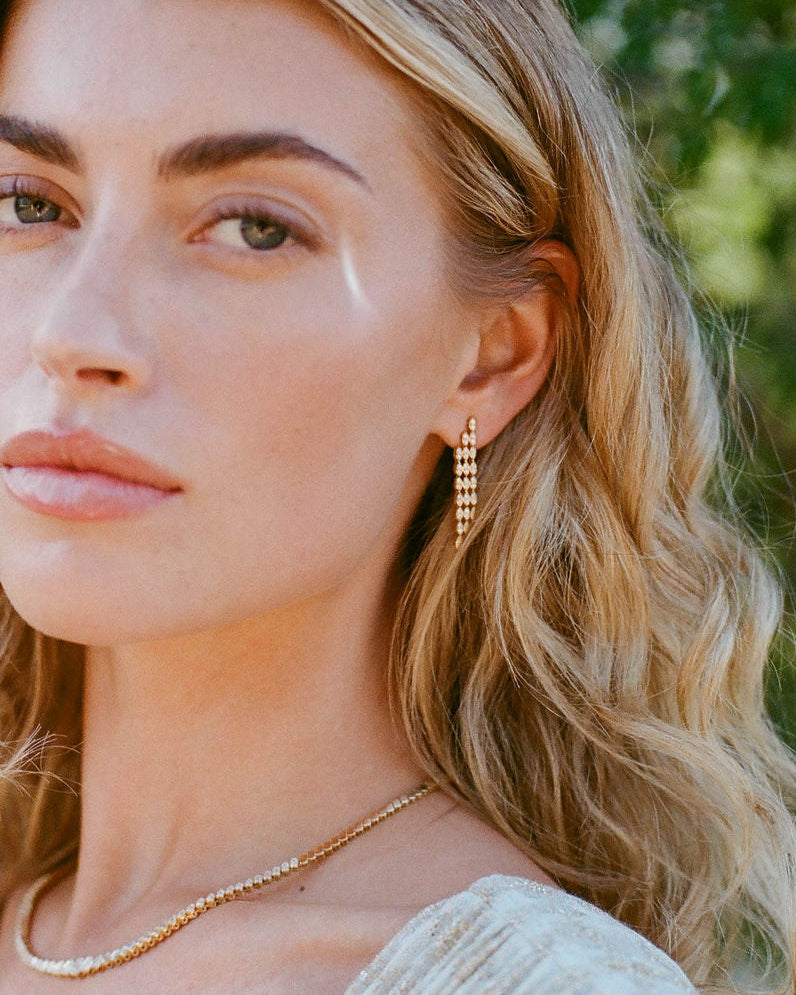 Asymmetric Marquise Evil Eye Dangle Earrings