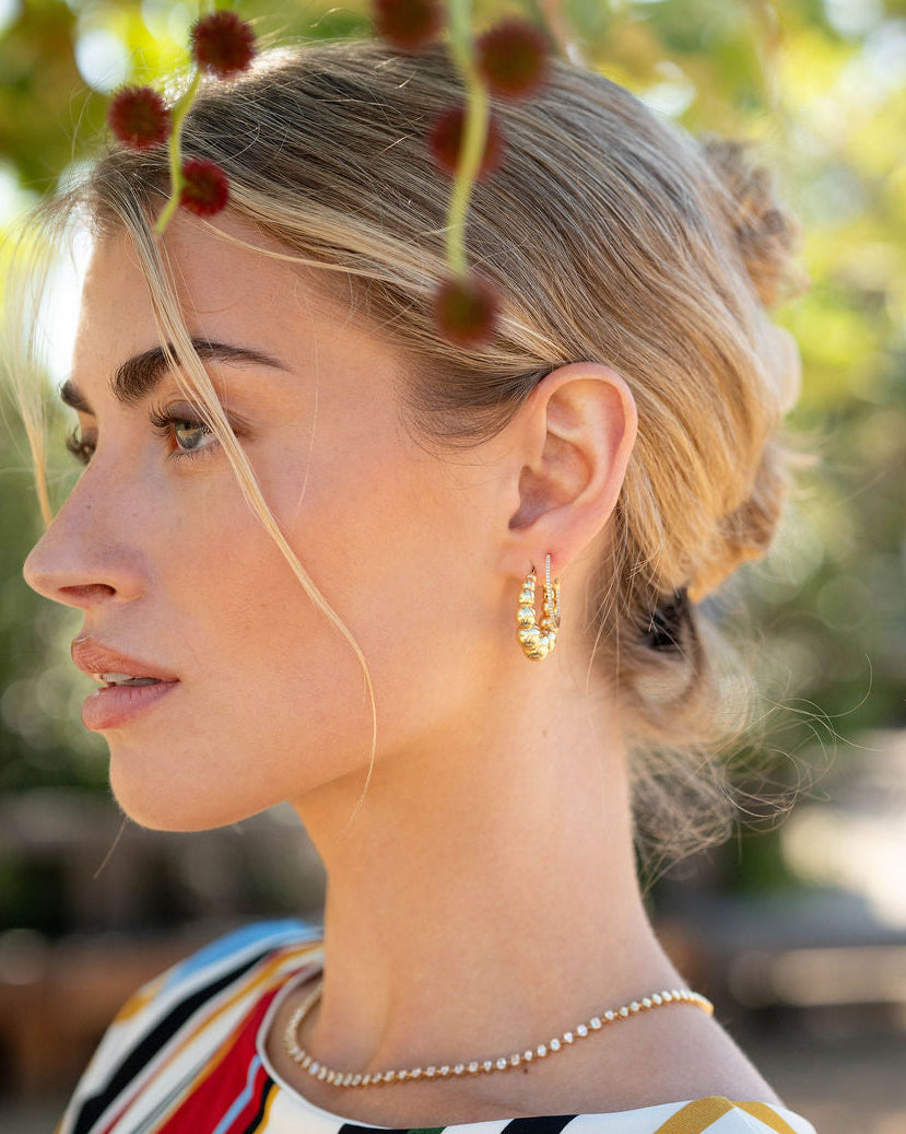 Beaded Thick Bubble Hoops