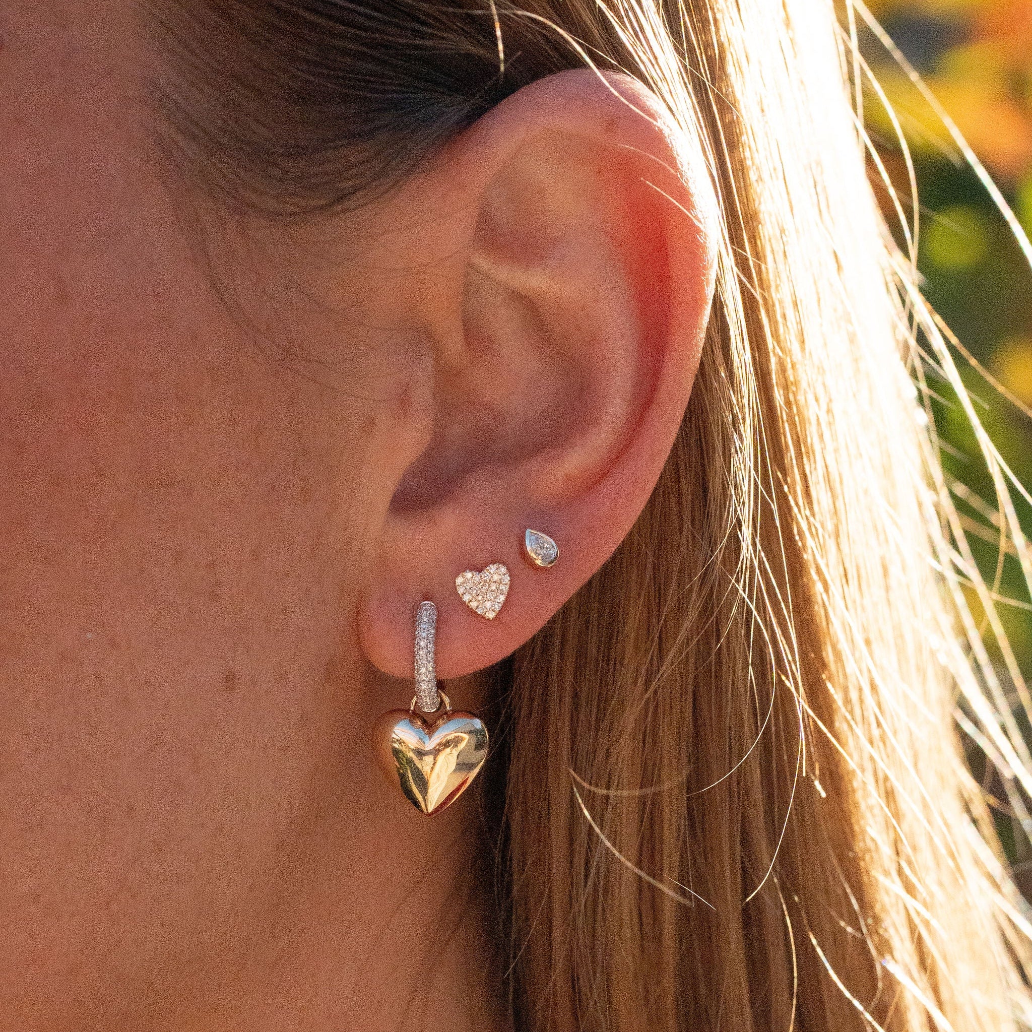 Petite Pave Heart Earrings