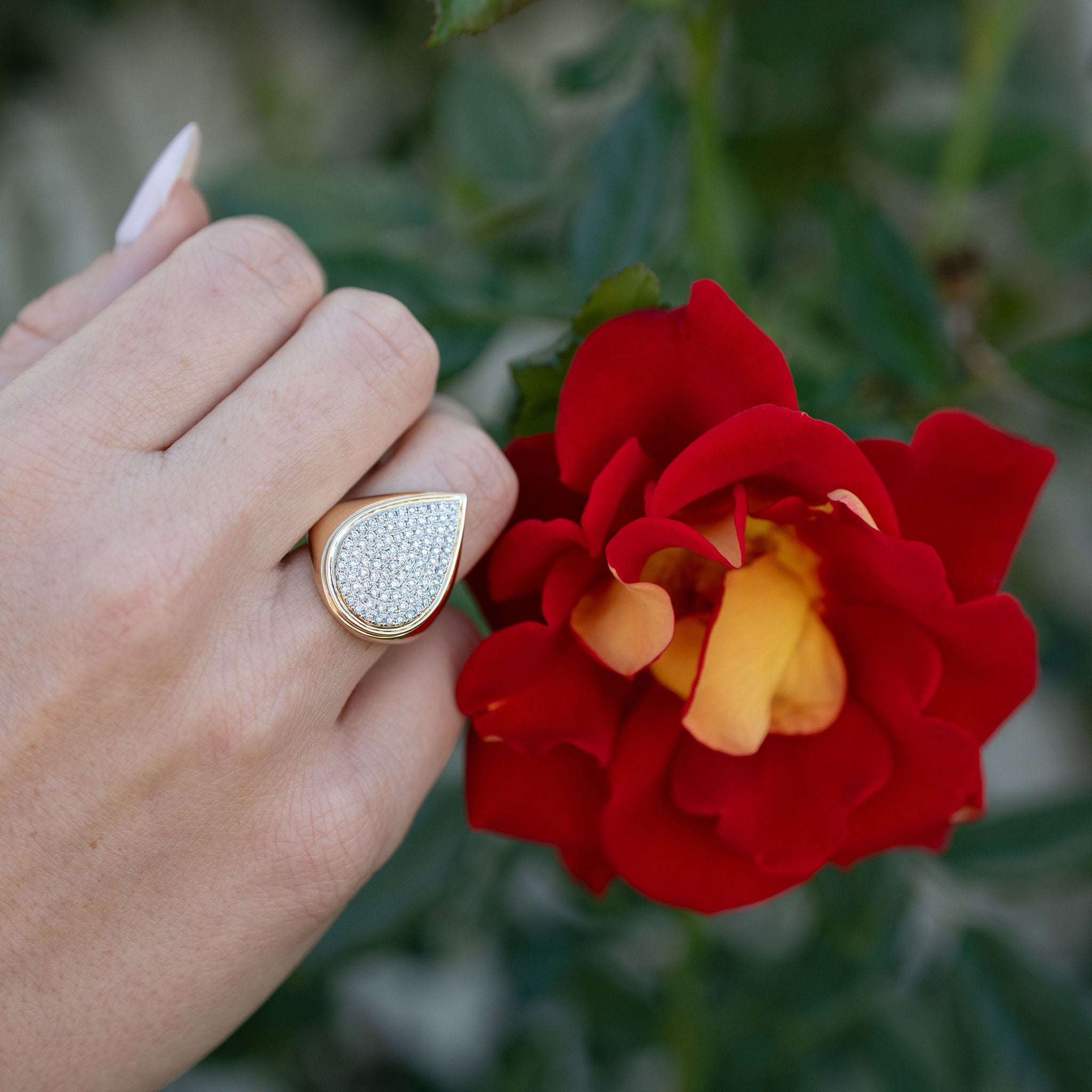 Pave Diamond Pear Ring