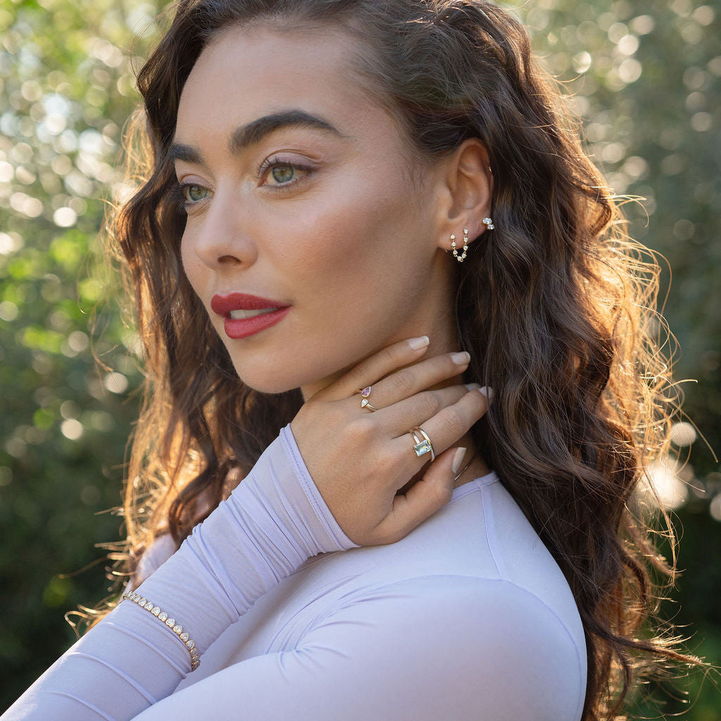 Bezel Set Heart Diamond Tennis Bracelet