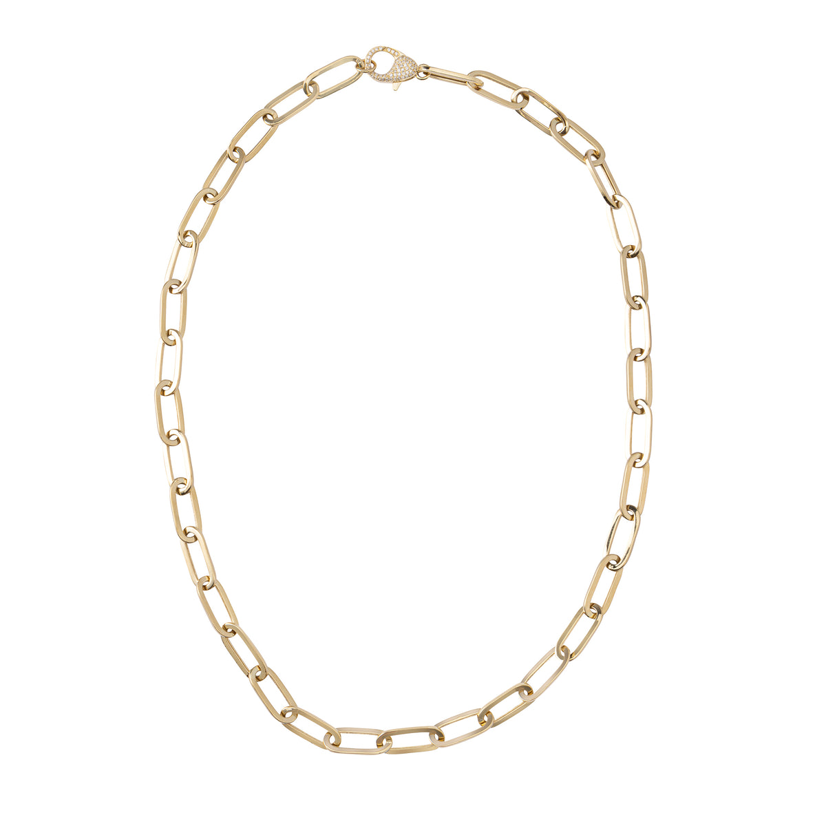 Chain Link Necklace with Pave Clasp