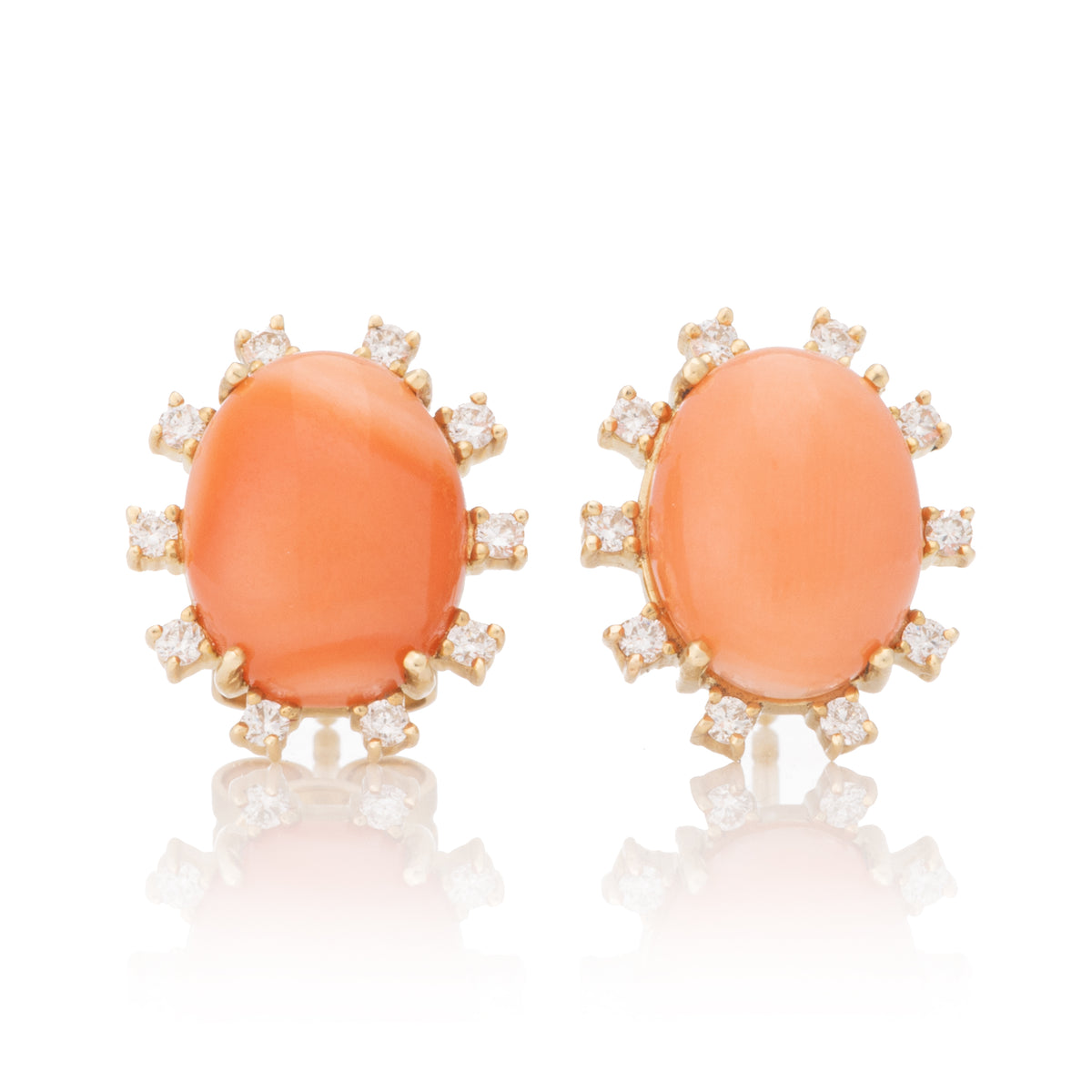 Coral and Diamond Studs