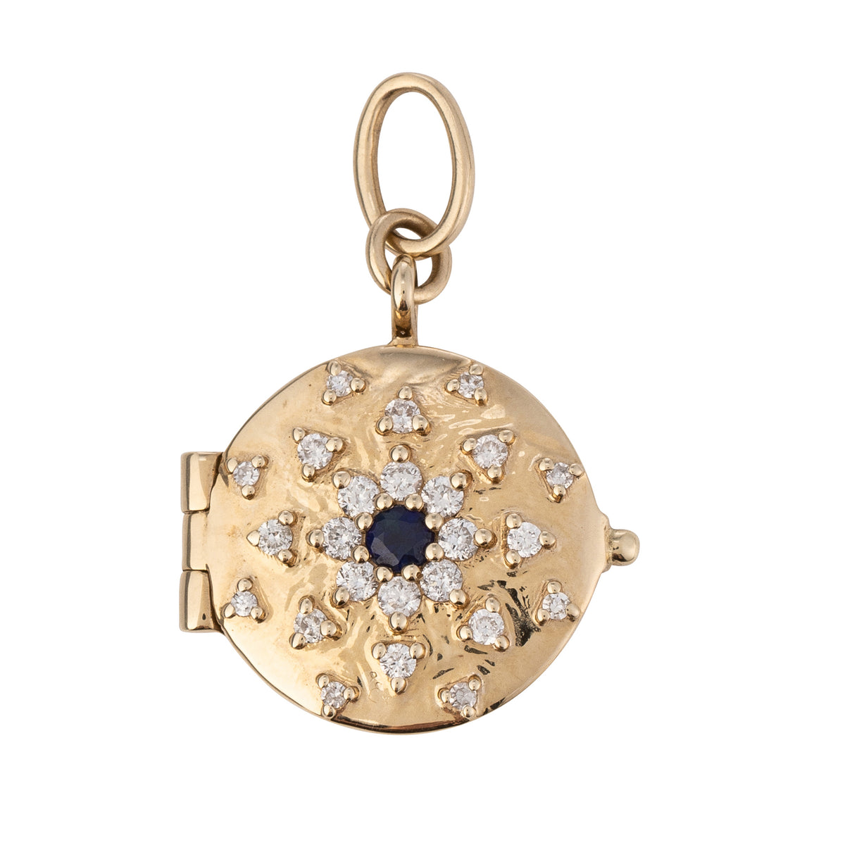 Flower Diamond Locket with Sapphire Center