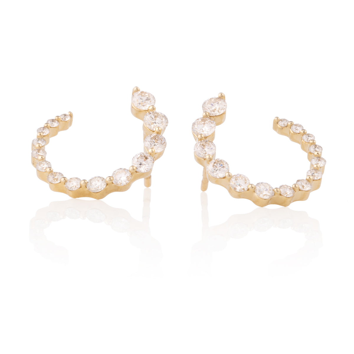 Gradient Floating Diamond Spiral Earrings