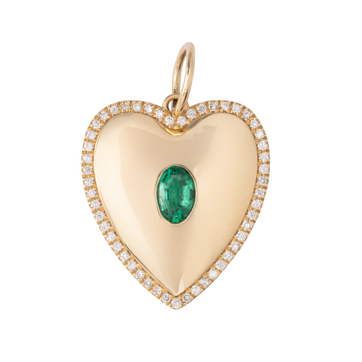 Heart Charm with Oval Emerald Center
