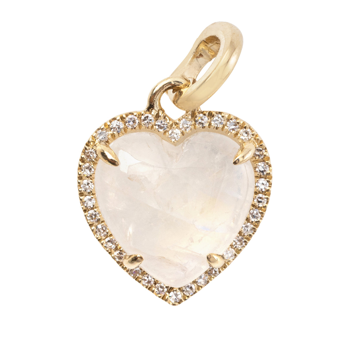 Moonstone and Diamond Bubble Heart Charm