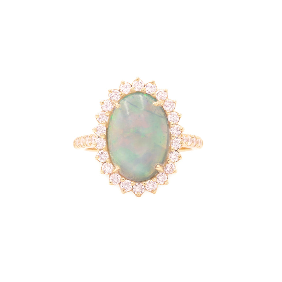 Opal Ring with Diamond Halo