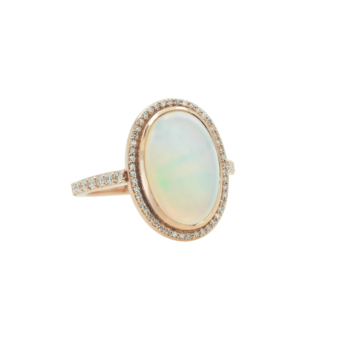 Opal Ring with Pave Halo