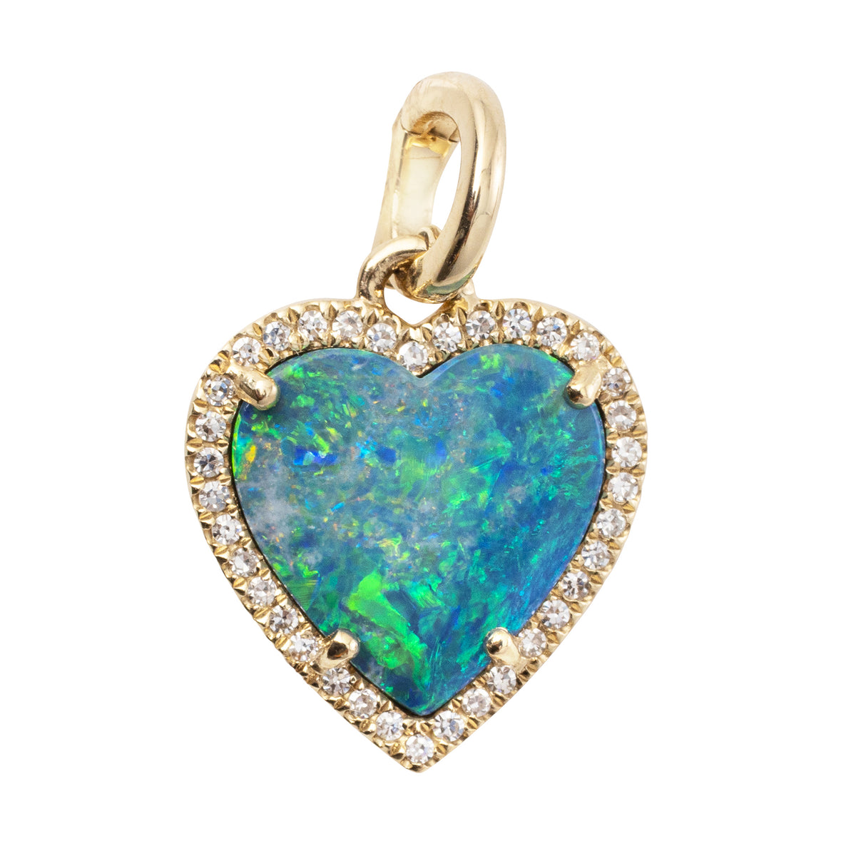 Opal Slice Heart Charm
