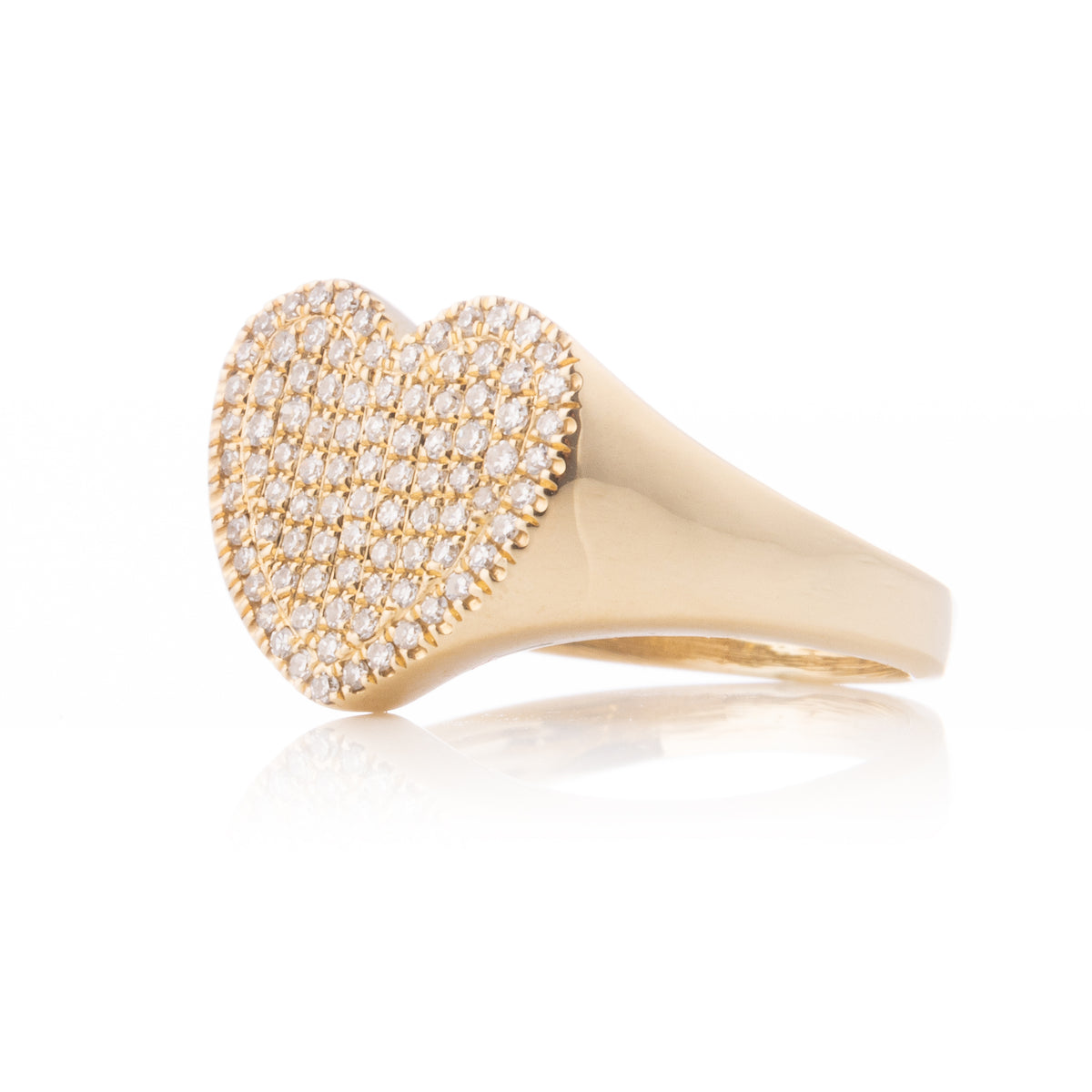 Pave Diamond Heart Signet Ring