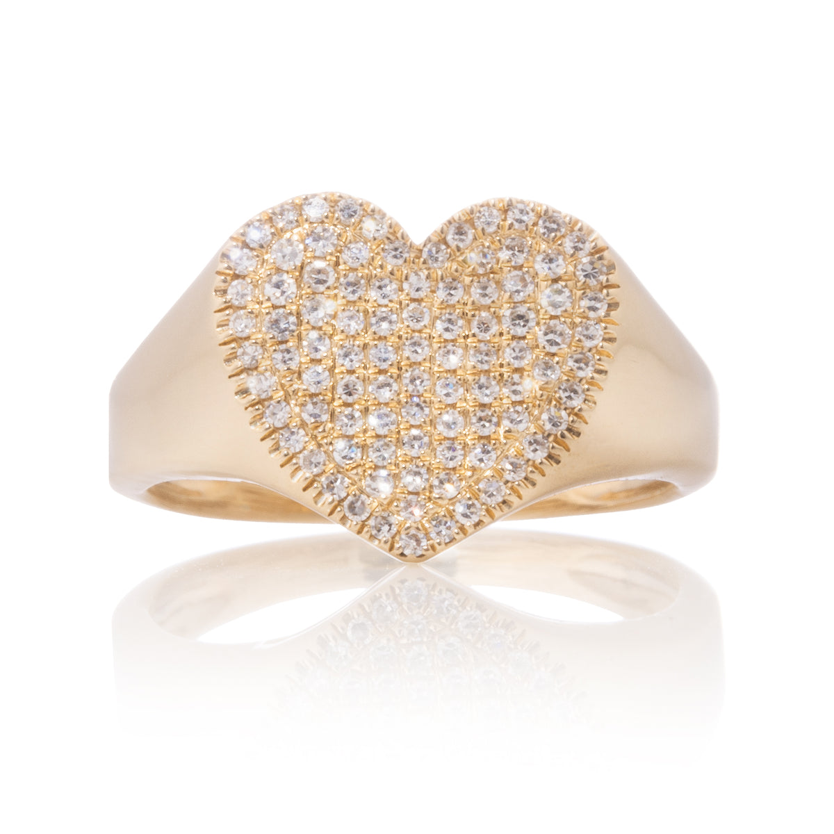 Pave Diamond Heart Signet Ring