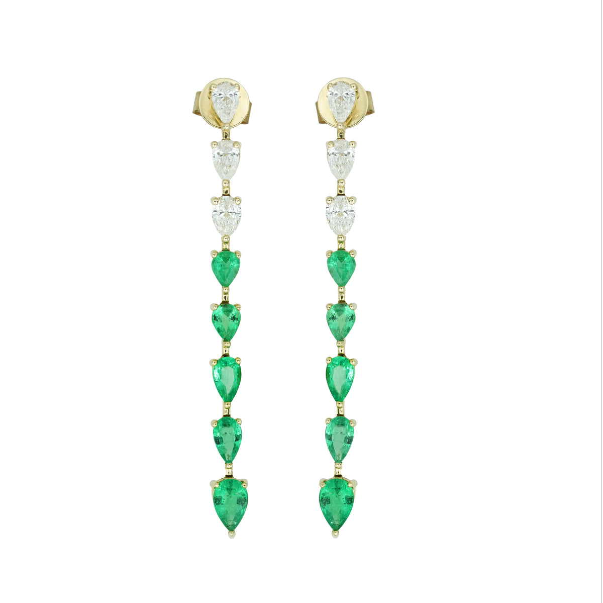 Pear Shaped Diamond and Emerald Dangles