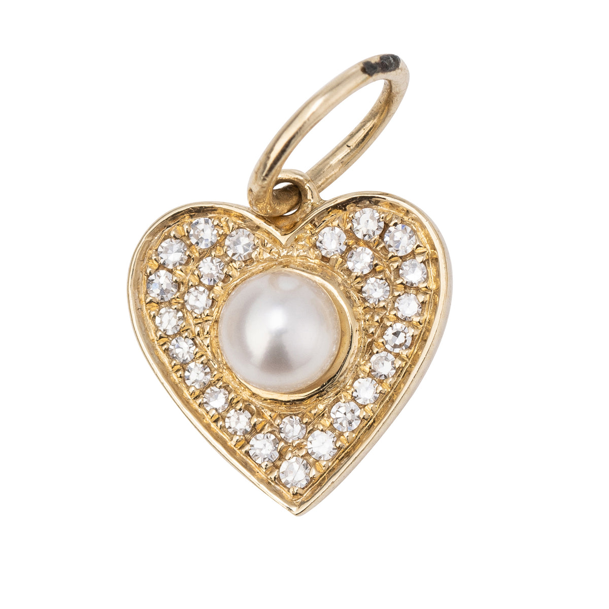 Petite Pave Heart Charm with Pearl Center