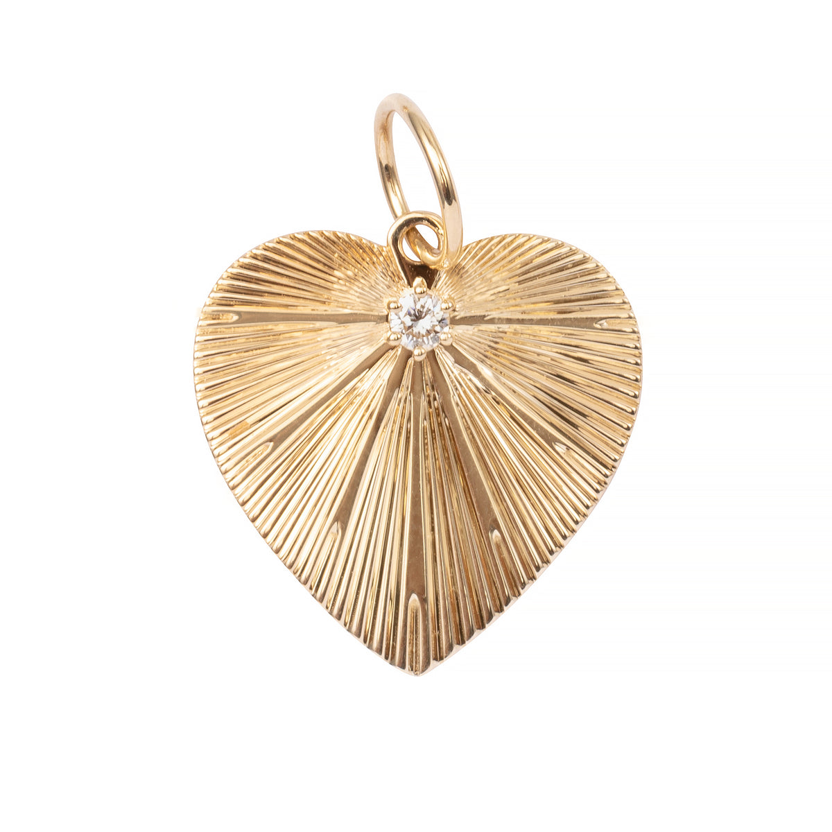 Pleated Heart Charm with Diamond