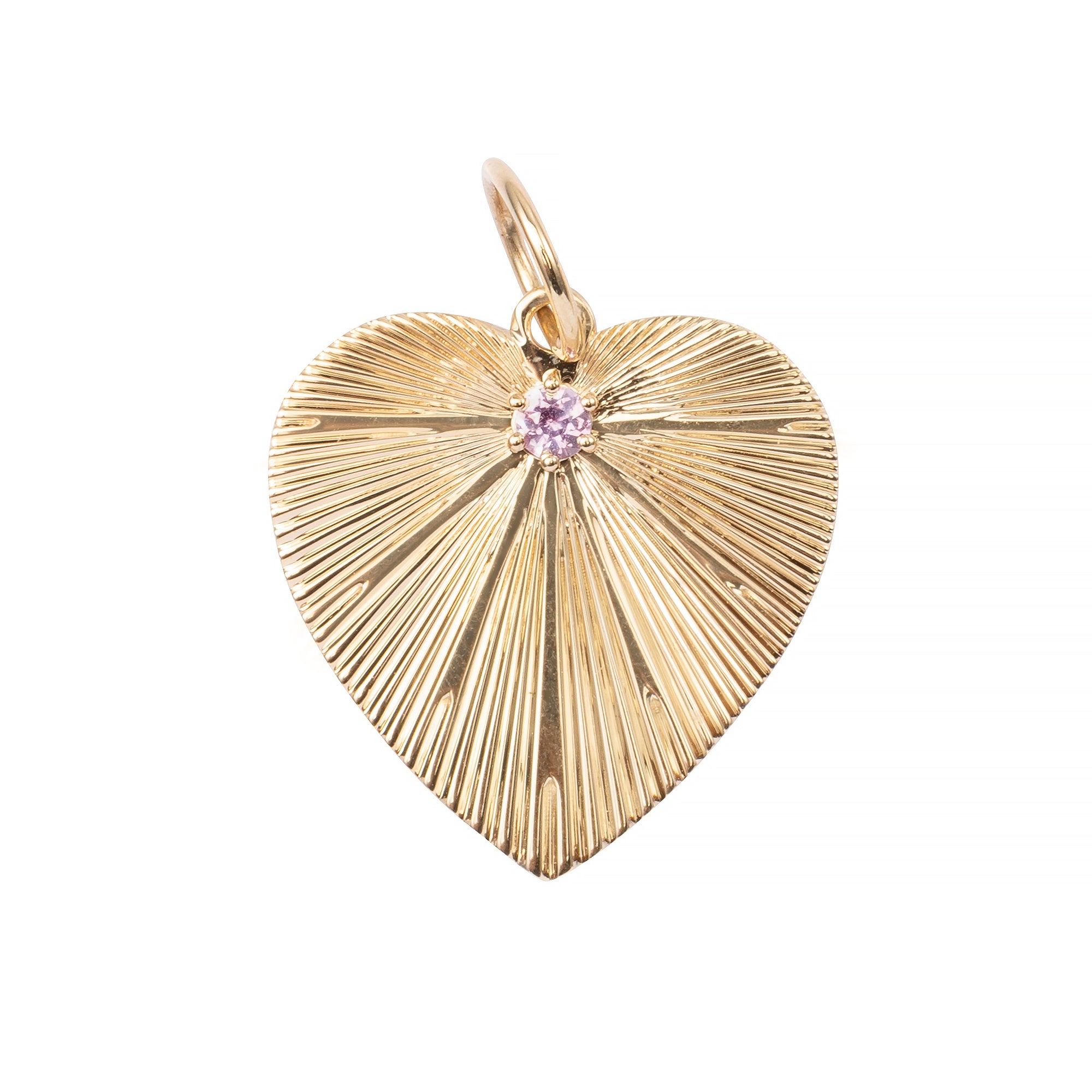 Pleated Heart Charm with Sapphire