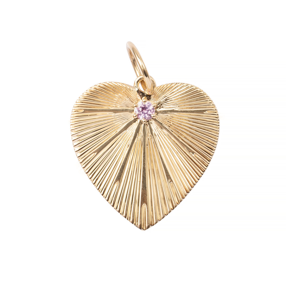 Pleated Heart Charm with Sapphire