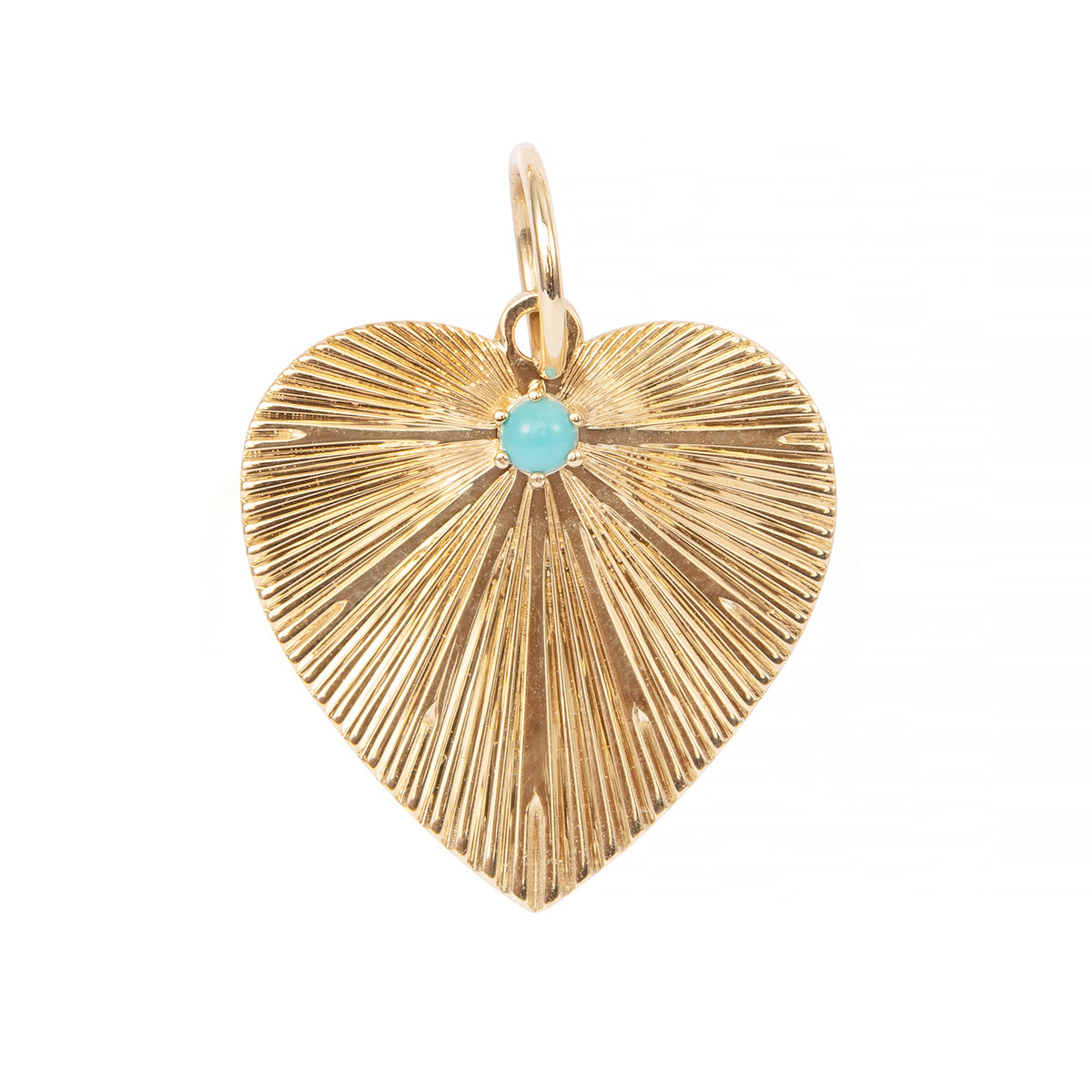 Pleated Heart Charm with Turquoise