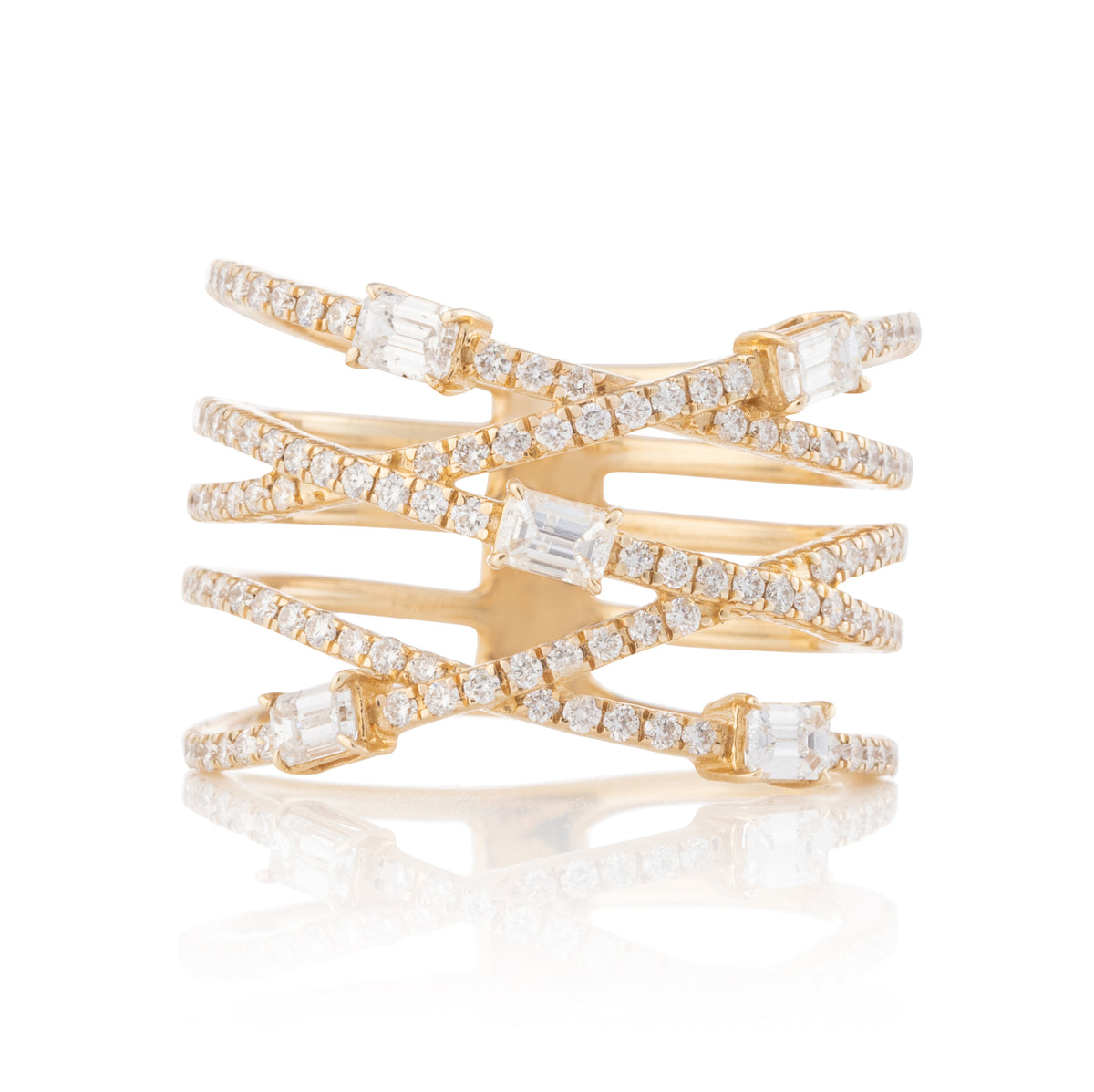 Prong Set Baguette and Pave Wrap Ring