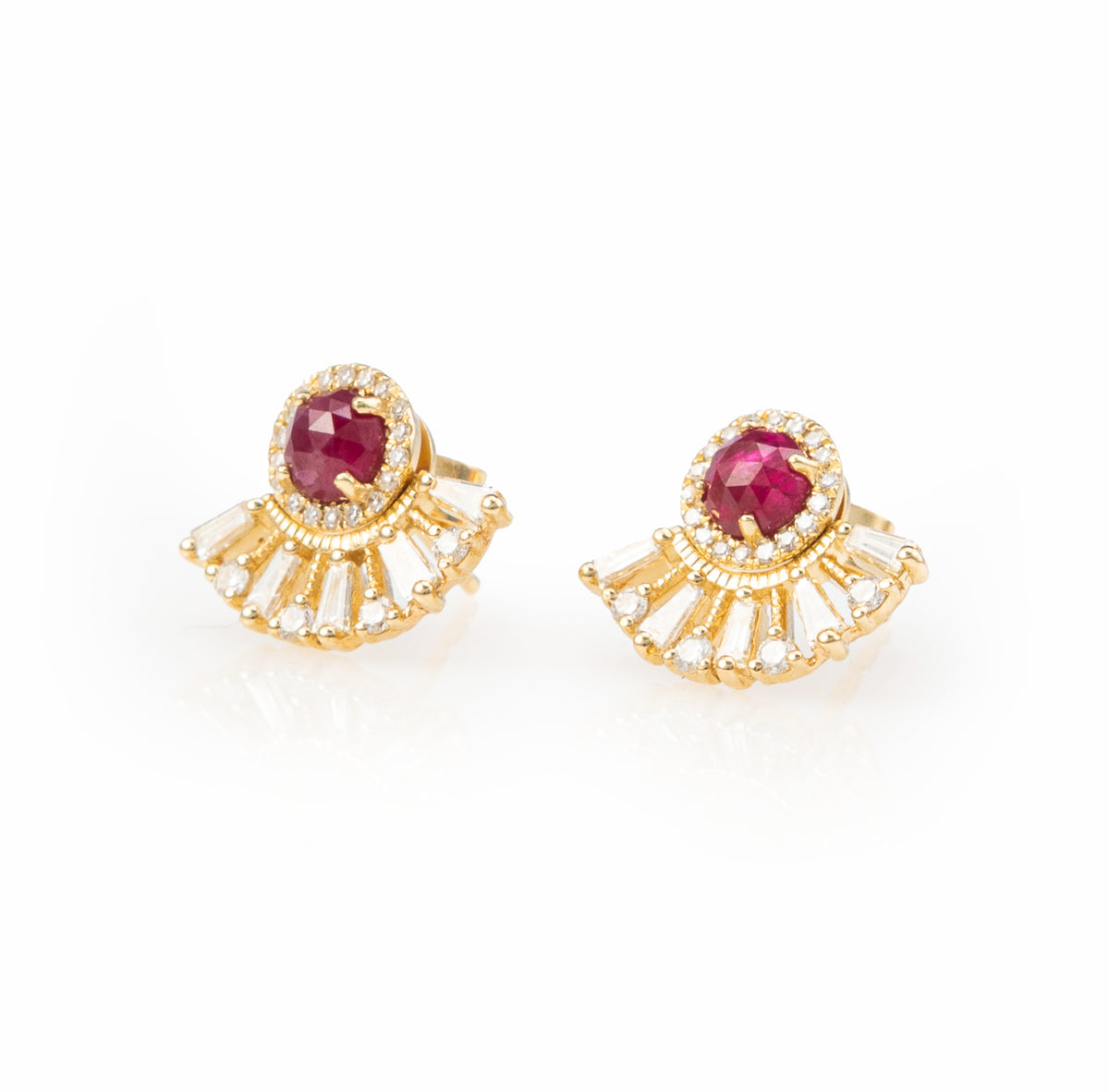Ruby Fan Studs