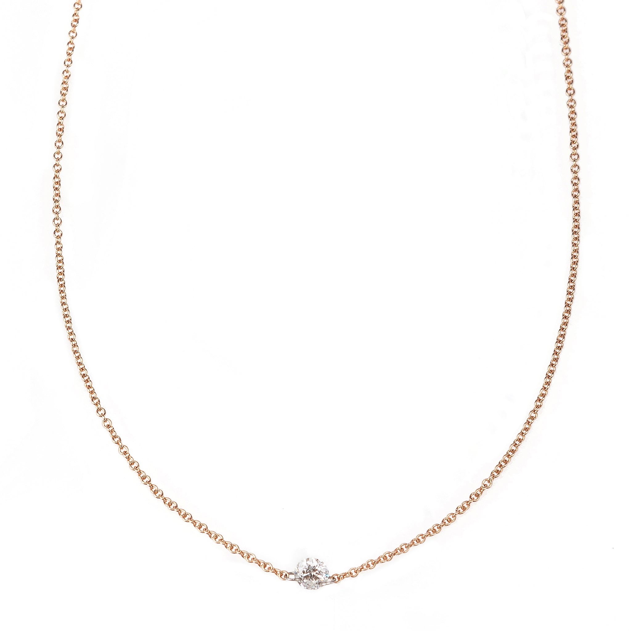 Single floating diamond necklace hot sale
