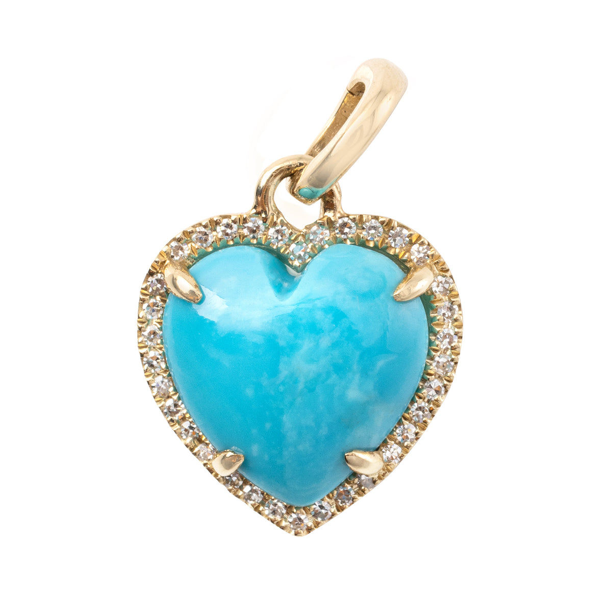 Turquoise and Diamond Bubble Heart Charm