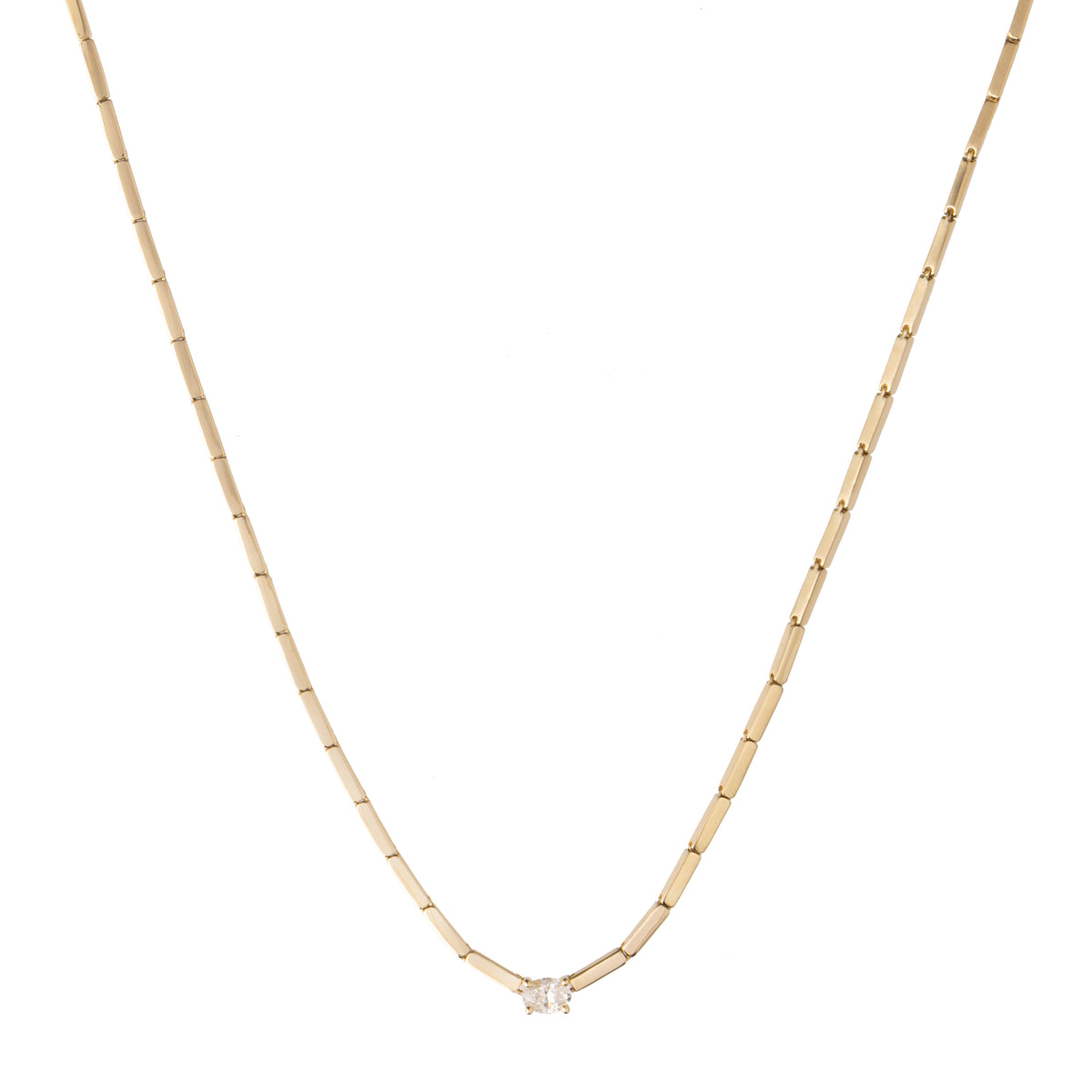 Vega Minor Necklace with Prong Set Oval Diamond