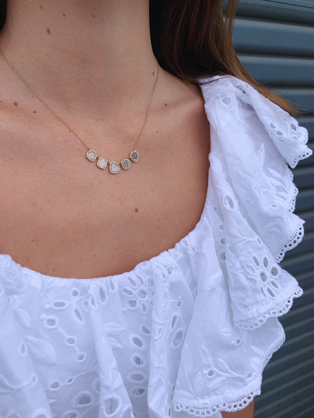 Fia Five Slice Diamond Necklace-Necklaces-Zofia Day Co.