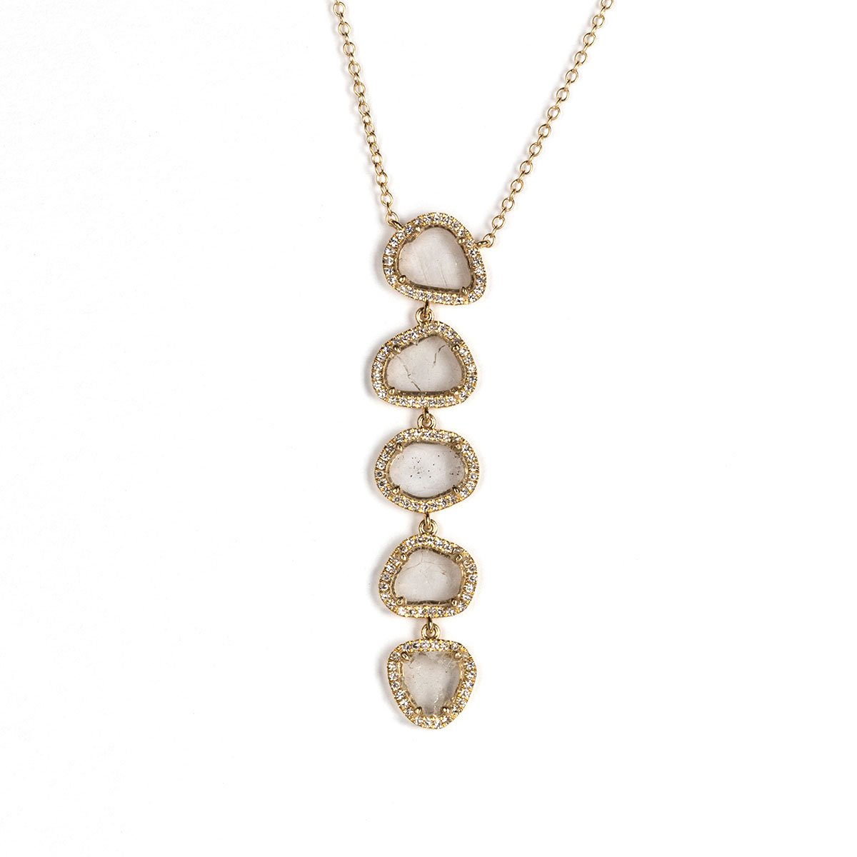 Five Slice Diamond Lariat Necklace-Necklaces-Zofia Day Co.