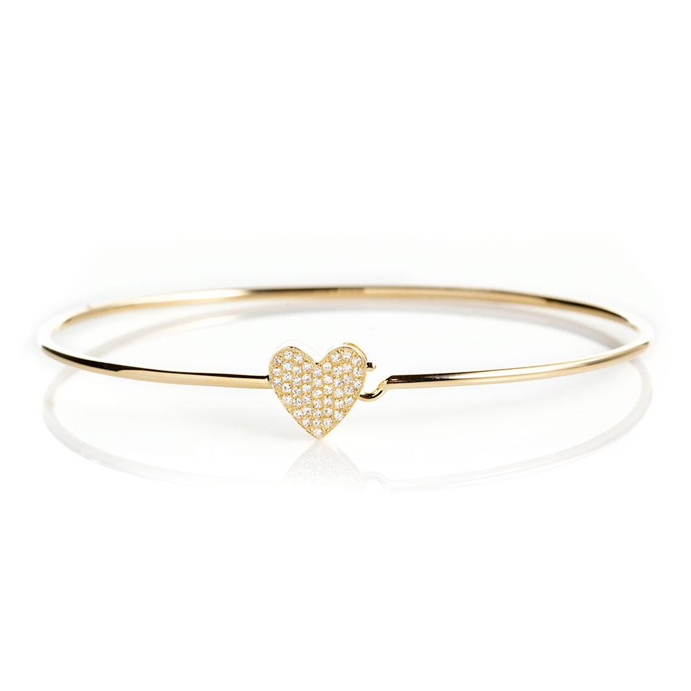 Large Pave Heart Bangle-Bracelets-Zofia Day Co.