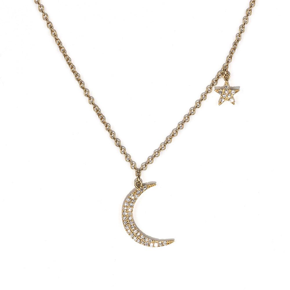 Moon and Star Necklace-Necklaces-Zofia Day Co.