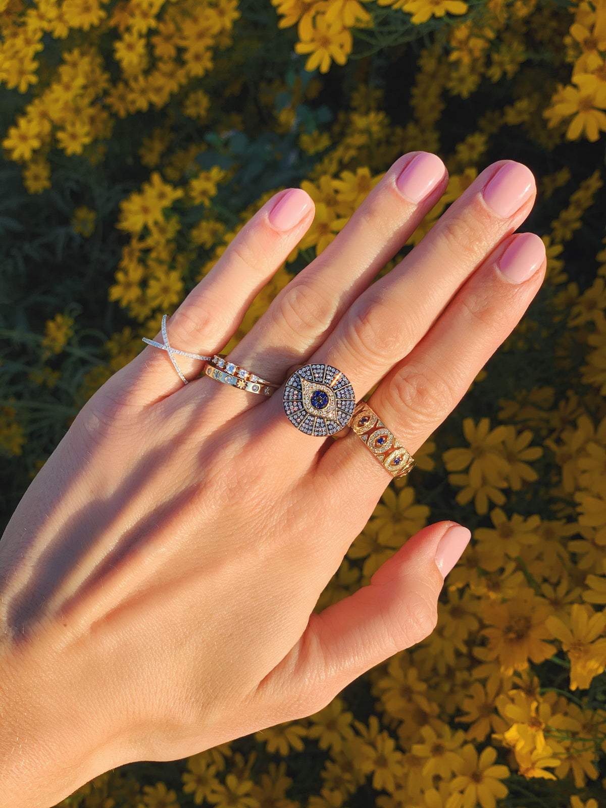 Ornate Evil Eye Ring-Rings-Zofia Day Co.