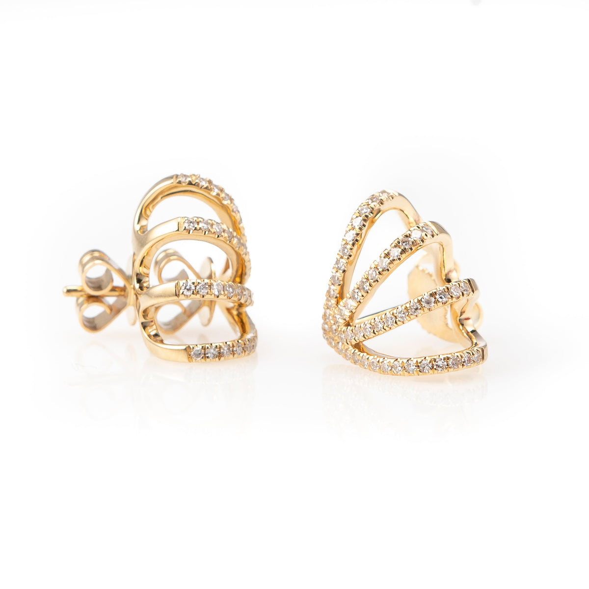 Pave Multi Line V Claw Earrings-Earrings-Zofia Day Co.