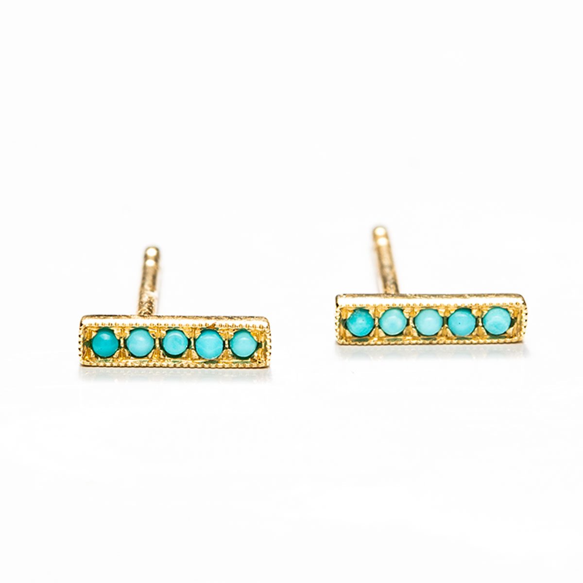 Petite Turquoise Bar Studs-Earrings-Zofia Day Co.