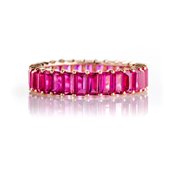 Ruby Emerald Cut Eternity Band