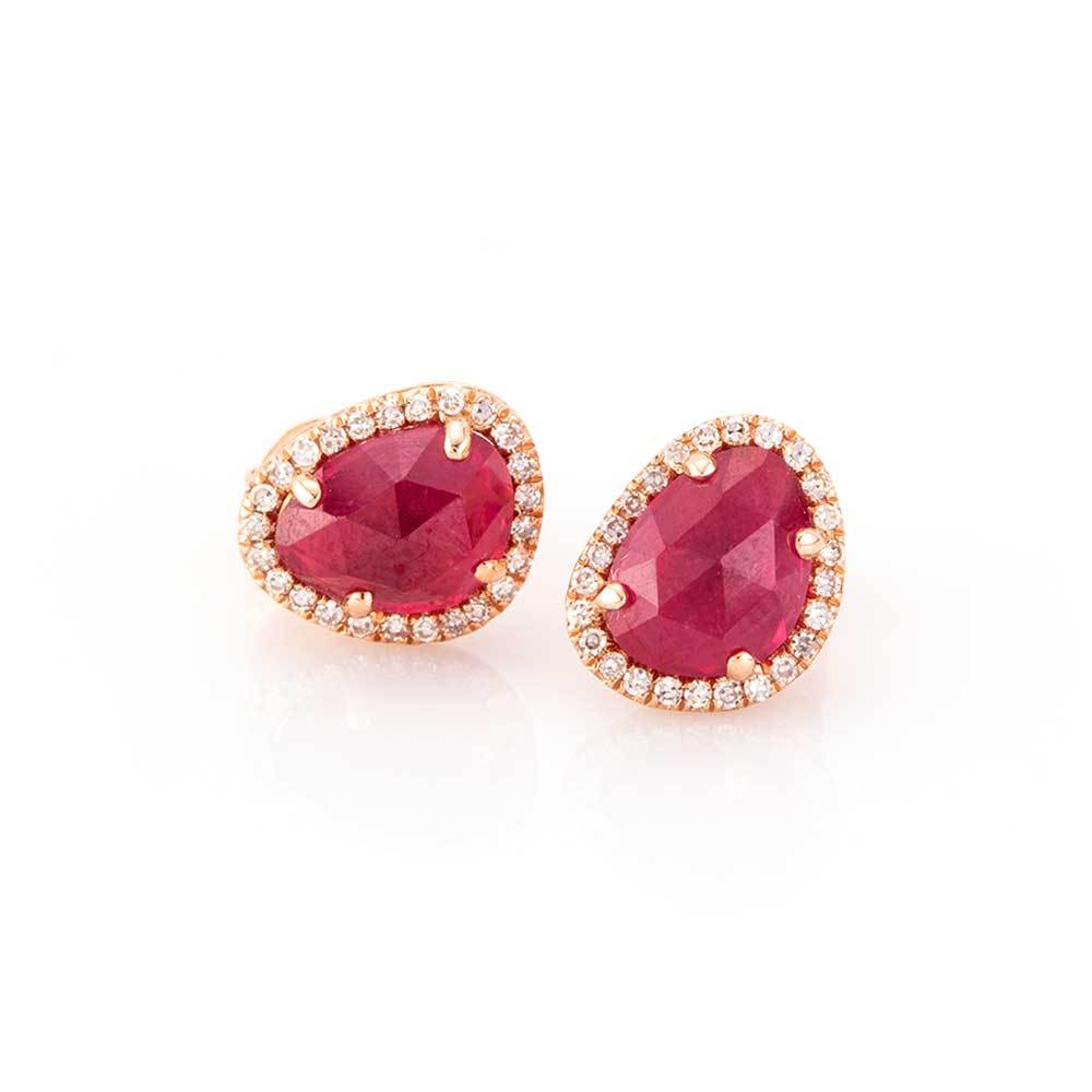 Raw Cut Ruby Studs-Earrings-Zofia Day Co.
