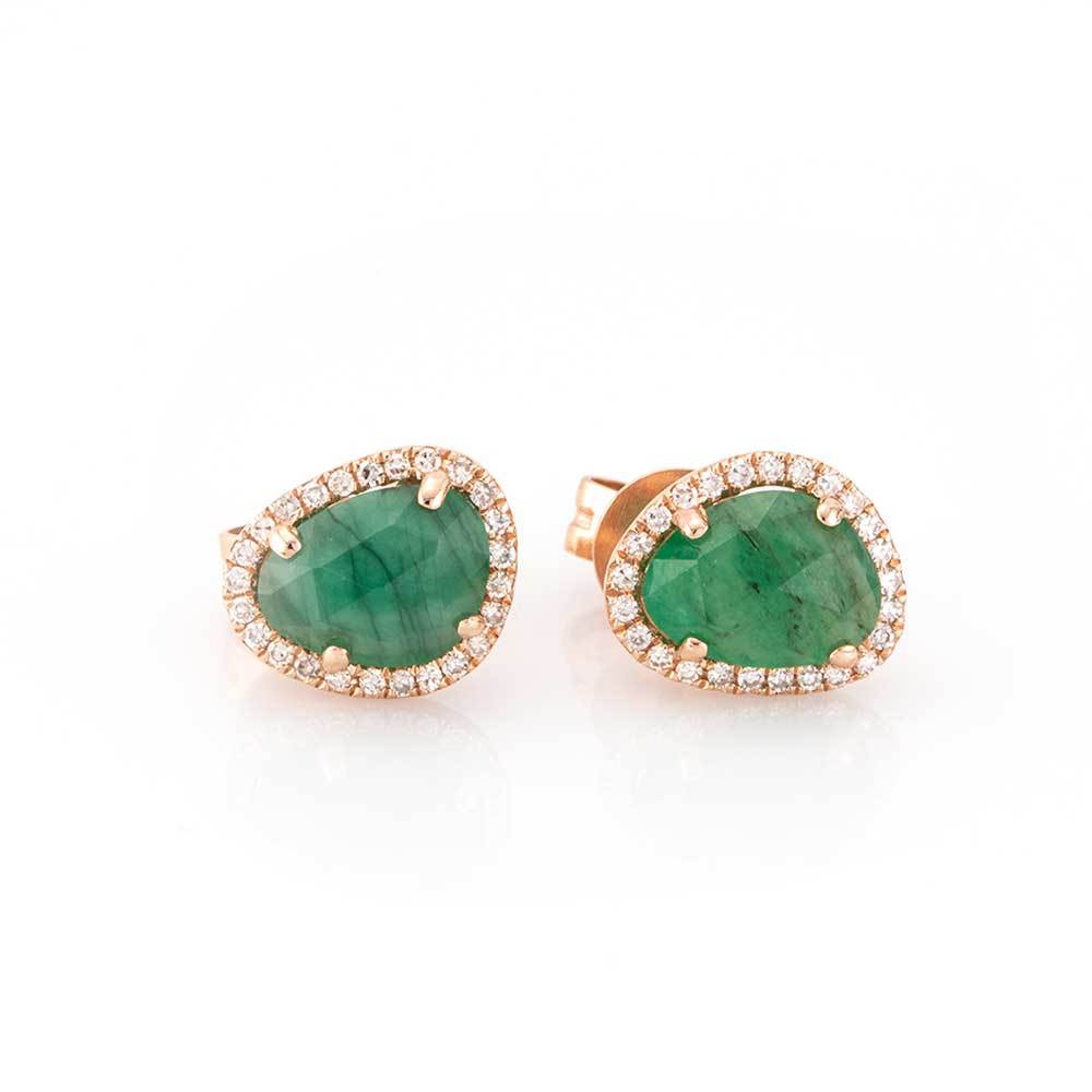 Raw Emerald Cut Studs-Earrings-Zofia Day Co.