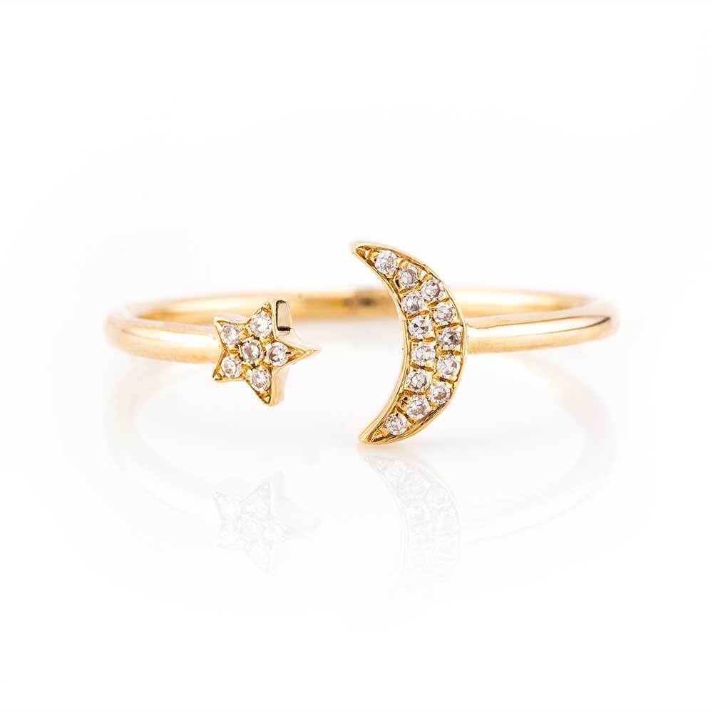 Moon Whit Rings Moon And Star Ring